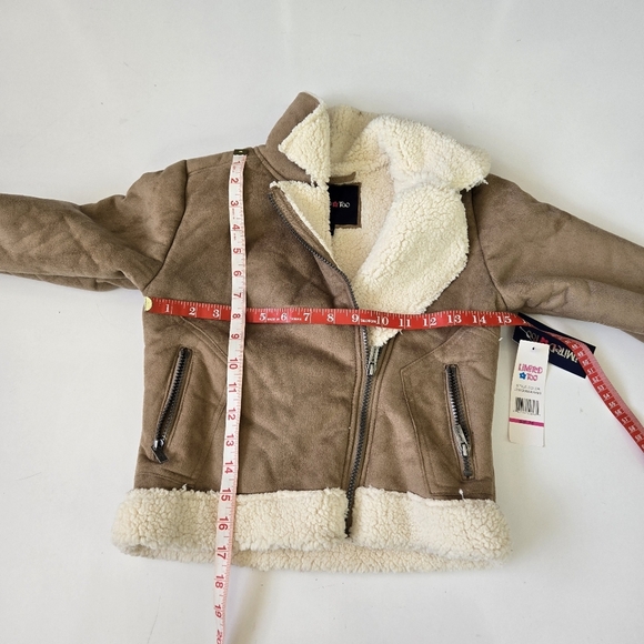 Limited Too girls Moto Jacket 7/8 Khaki Sherpa Tan‎ Neutral NWT Outerwear Zipper - Picture 12 of 13